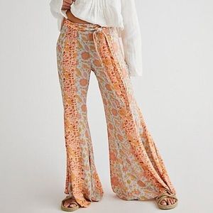 Free People Floral Bali Sultry Flare Wide Leg Pants